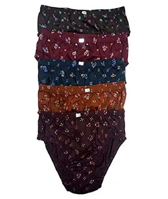 Cotton Printed Panties for Women, Pack of 5 (Multicolor, M)