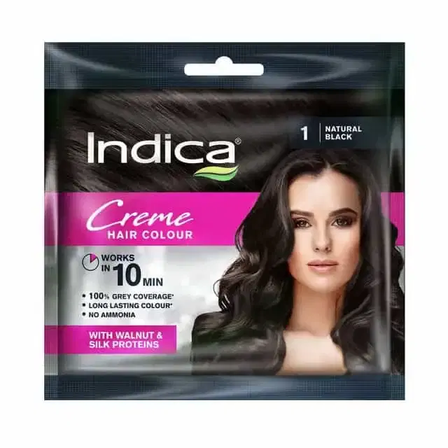 Indica Creme Hair Color Natural Black, 40 ml