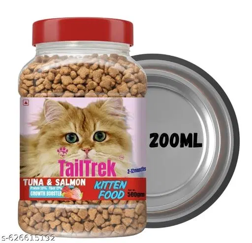 Signature Ocean Fish, Sardine, and Mackerel Kitten Dry Cat Food (500gm )With 200 ml Bowl , Pack Of 1