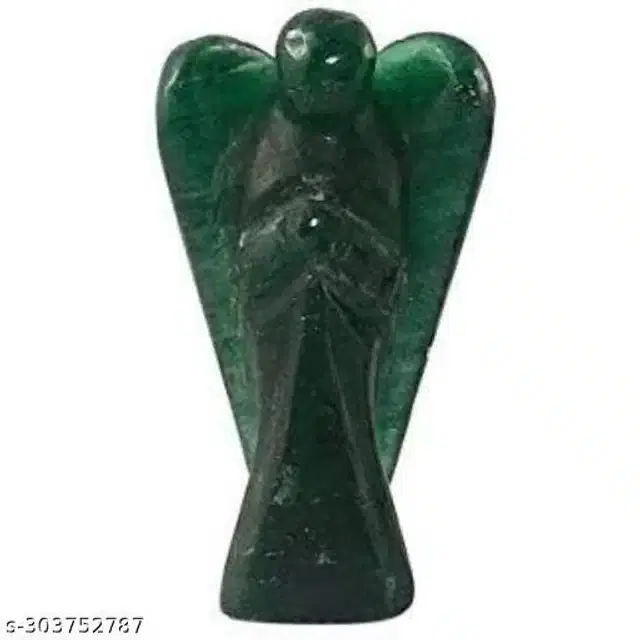 Carved Gemstone Angel Figurine, Green