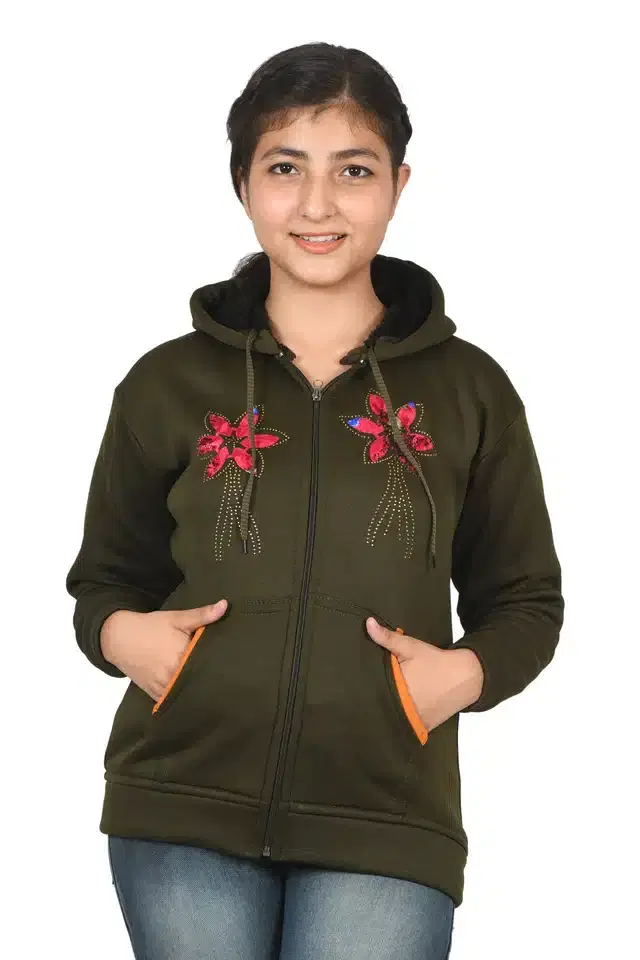 Full Sleeves Hoodies for Women (Green, S)