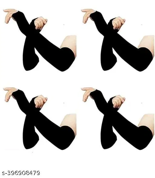 Nylon Gloves for Women, Black, Pack of 4