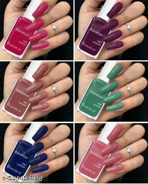 Banetion Matte Nail Polish, Multicolor, Pack of 6