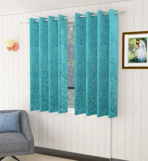 Homefab Velvet Curtains, Aqua Blue, 5 Feet, HF-231