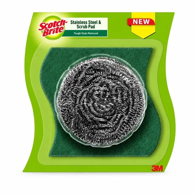 Scotch Brite Stainless Steel Scrubber With 1 Scrub Pad