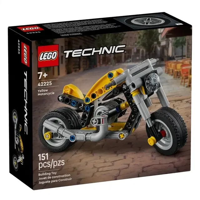 LEGO Technic Yellow Motorcycle - Toy Building Set - Vehicle with Steering and Engine 42225