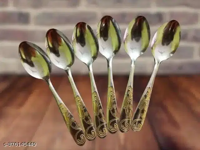 Stainless Steel Spoons, Silver, Pack of 6