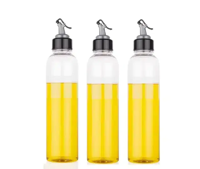 Plastic Easy Flow Plastic Oil And Vinegar Container Dispenser & Pourer Bottle For Kitchen, 1000ml, Pack Of 2, Ms-199