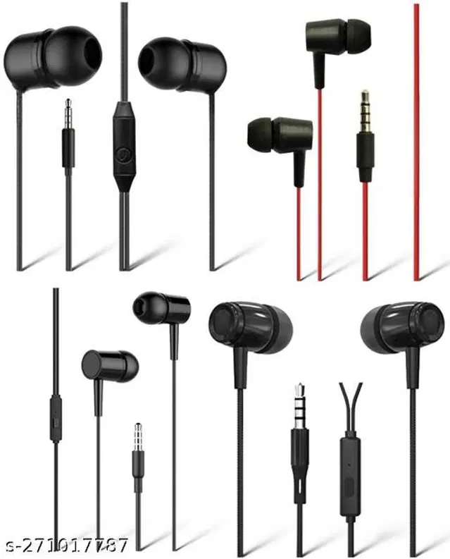 Premium 3.5 mm Jack Wired Earphones, Multicolor, Pack of 4