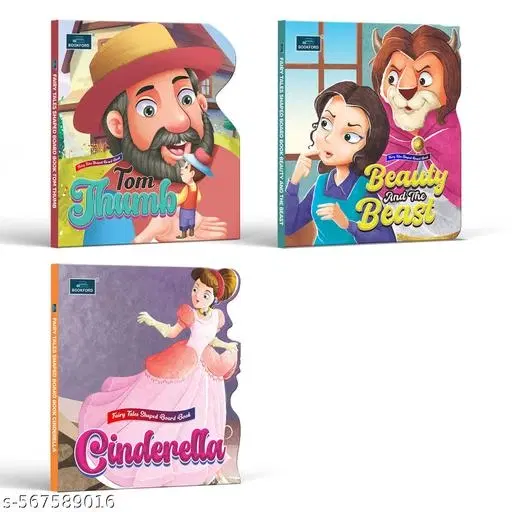 Fairy Tale Shaped Story Book | Beauty and the Beast, Cinderella, and  Tom Thumb  | Book for kids | Board Book for kids | fairy tales | story book (Set of 3)