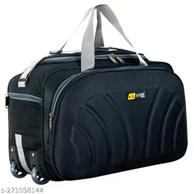 Polyester Trolley Duffel Bag for Men & Women, Black