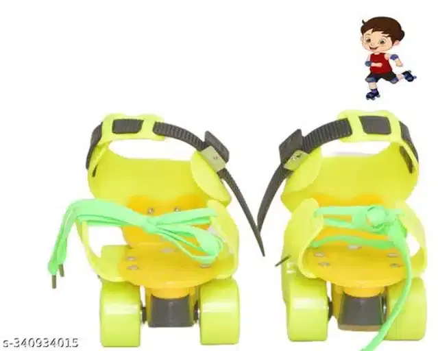 Adjustable Roller Skates for Kids, Yellow & Green