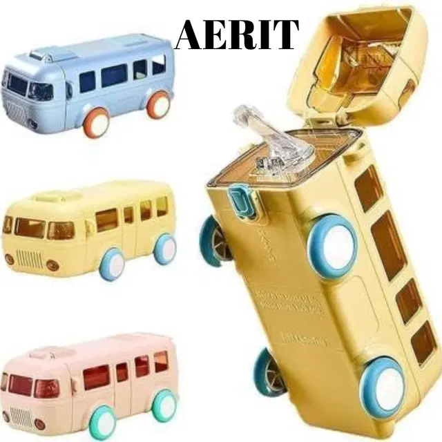 Plastic Bus Shape Sipper Bottle for Kids, Multicolor (1000 ml)