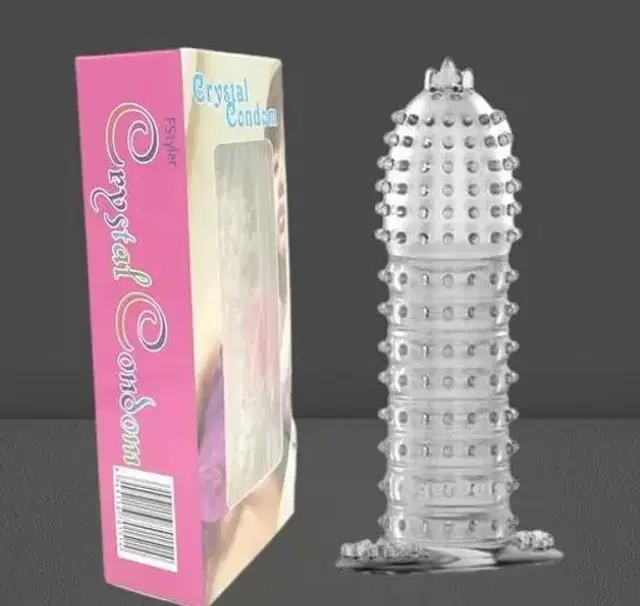 Crystal Dotted Reusable Condom for Men, Transparent
