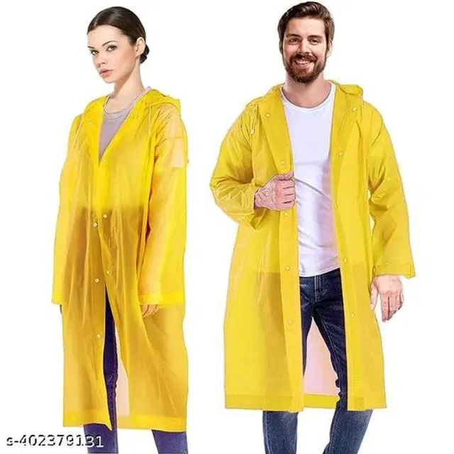 Polyester Rain Coat for Men & Women, Yellow, Free Size, Pack of 1