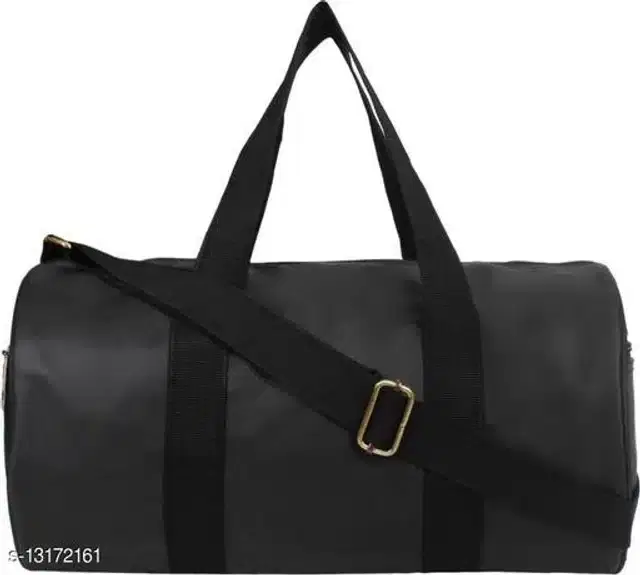 Faux Leather Gym Bag, Black