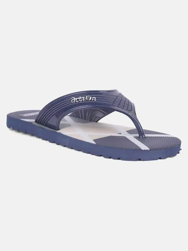 action Casual Flip Flops for Men (Blue, 7)