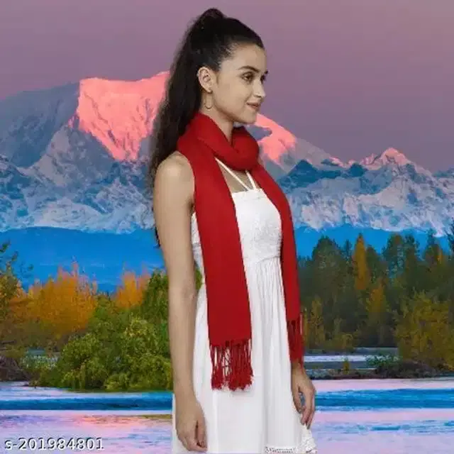 Viscose Rayon Scarf for Women (Maroon, 1.8 m)