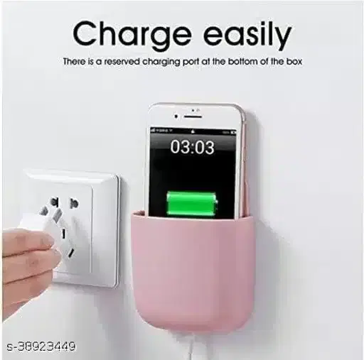 Plastic Wall Mounted Storage Box Phone, Plug Holder Stand Rack, Multicolor, Dv-40