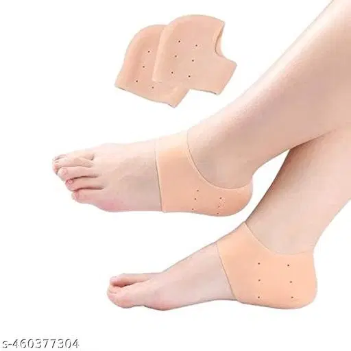 Silicone Orthopedic Gel Heel Pad Socks for Pain Relief, Beige, Set of 1