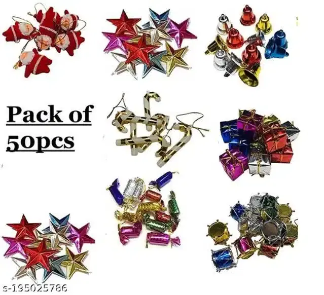 Acrylic Christmas Decoration Kit, Multicolor, Set of 50