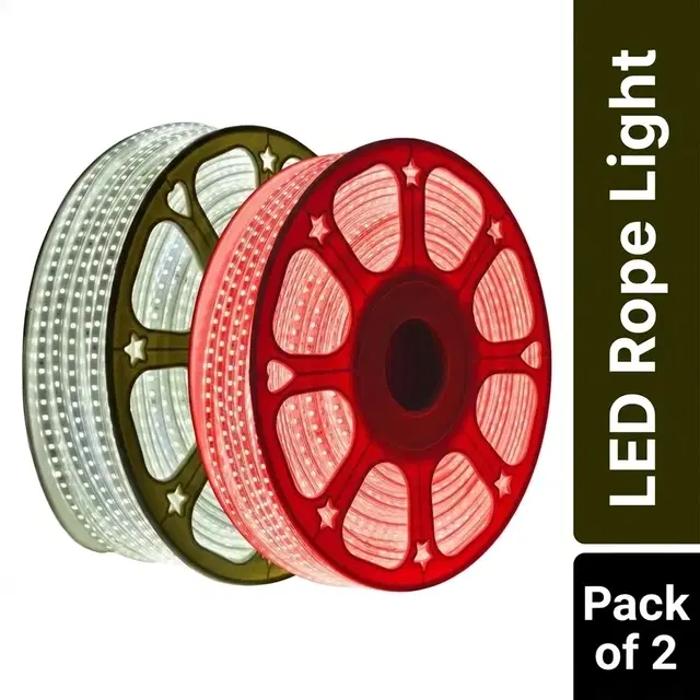 Mprow 5 Meter Led Rope Light - White & Red (Combo Pack of 2)