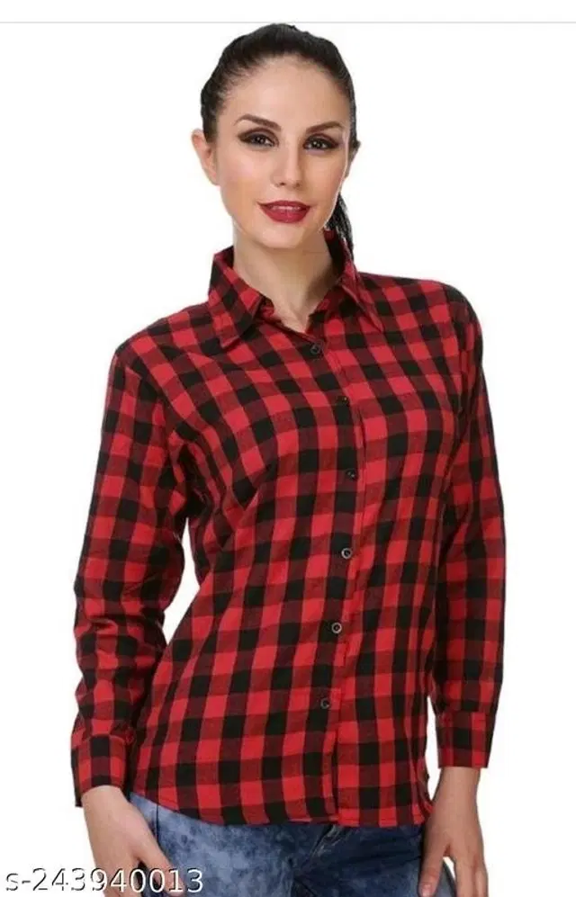 Cotton Womens Shirts (Red, S)