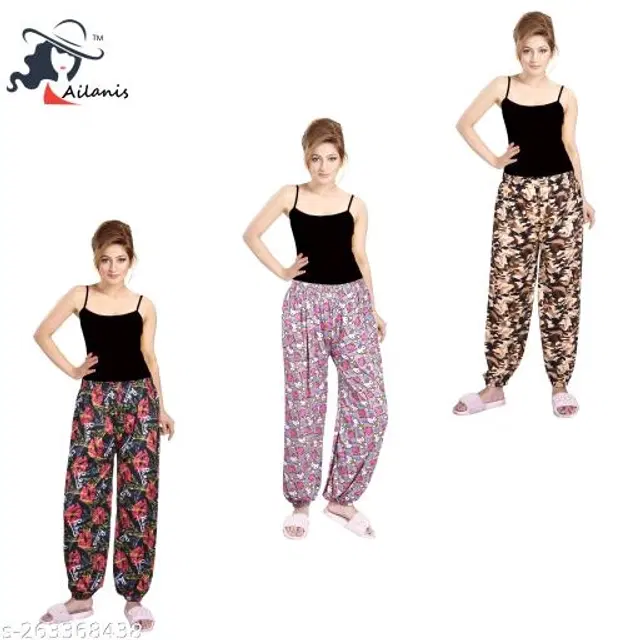 Polycotton Pyjamas for Women, Pack of 3 (Multicolor, 26)
