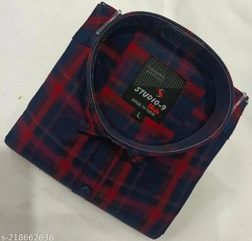 Cotton Blend Checked Shirt for Men, Red (XL) Pack of 1