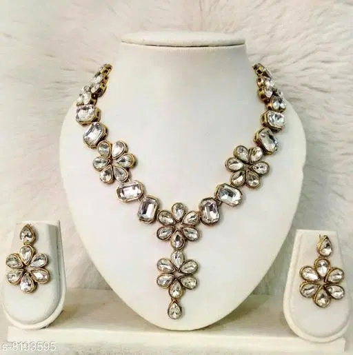 Beautiful Kundan Necklace for Women & Girls, White