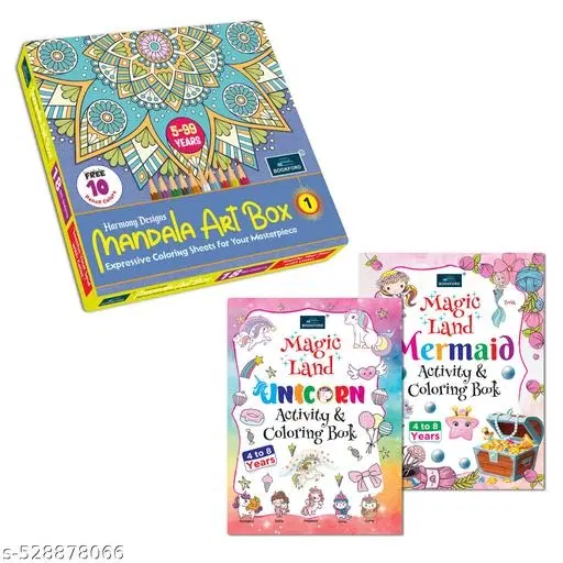 Harmony Mandala Box Part 1 + Set of 2 Books: Magic Land – Unicorn & Mermaid – A dreamy, fantasy-packed combo perfect for kids who love magical creatures and coloring fun!