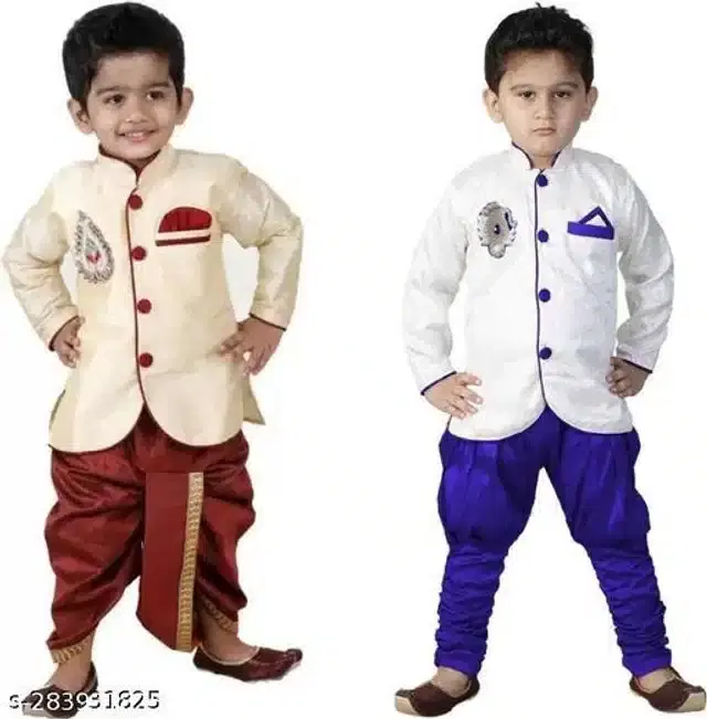 Sherwani Set for Boys, Pack of 2 (Multicolor, 5-6 Years)