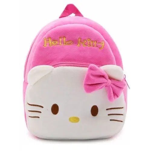 Heaven Decor Hellokitty Velvet Soft Plus Kidds School Bag Nursury Class To 5,  14 Inch, Pink, A036
