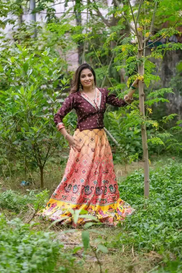 Digital Printed Unstitched Lehenga Choli for Women (Multicolor)