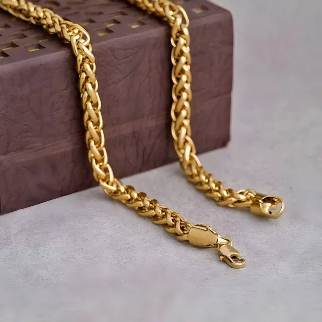 Men's Gold Plated Braided Chain, Gold