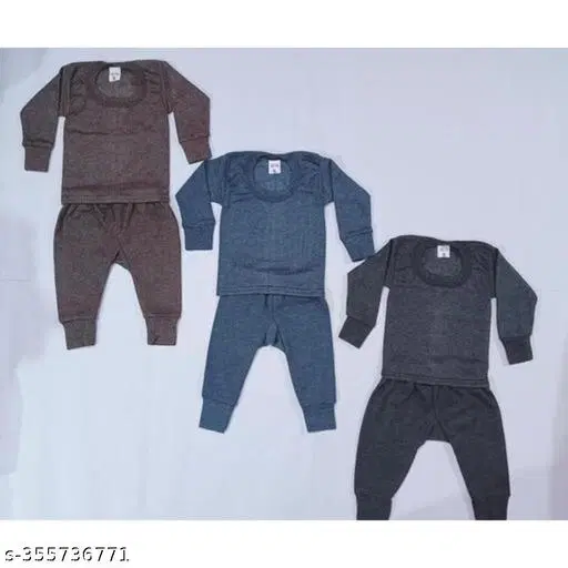 Woolen Thermal Set for Kids, Set of 3 (Multicolor, 12-18 Months)