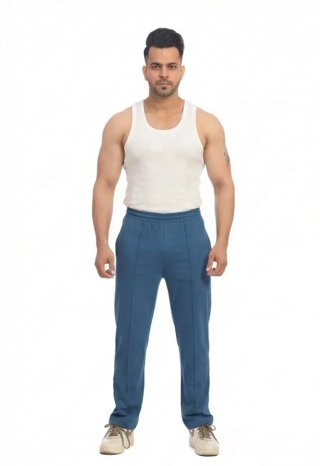 Cotton Abstract Track Paints For Men, Airforce (M)