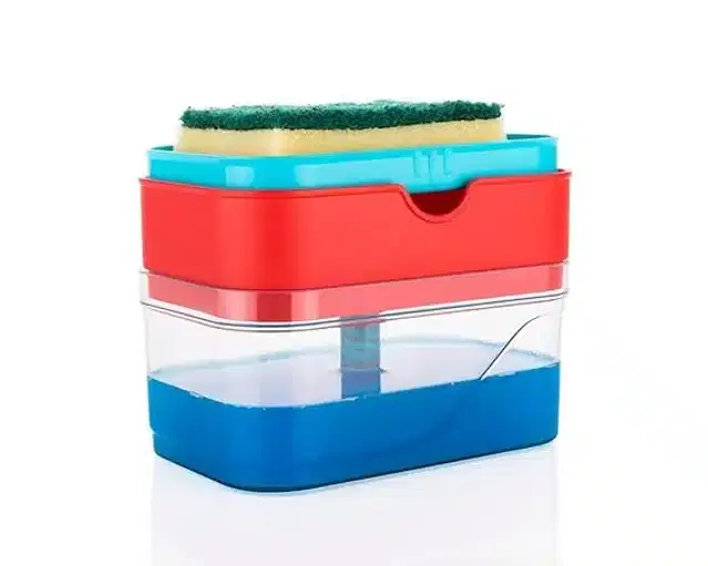 2 in 1 Liquid Soap Dispenser & Holder, Multicolor