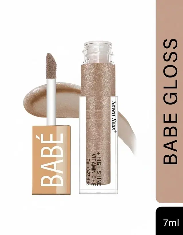 Seven Seas Babe Glittery Lip Gloss With High Shine Lip Color For Glossy Look, Rose, 7ml, Pack Of 1