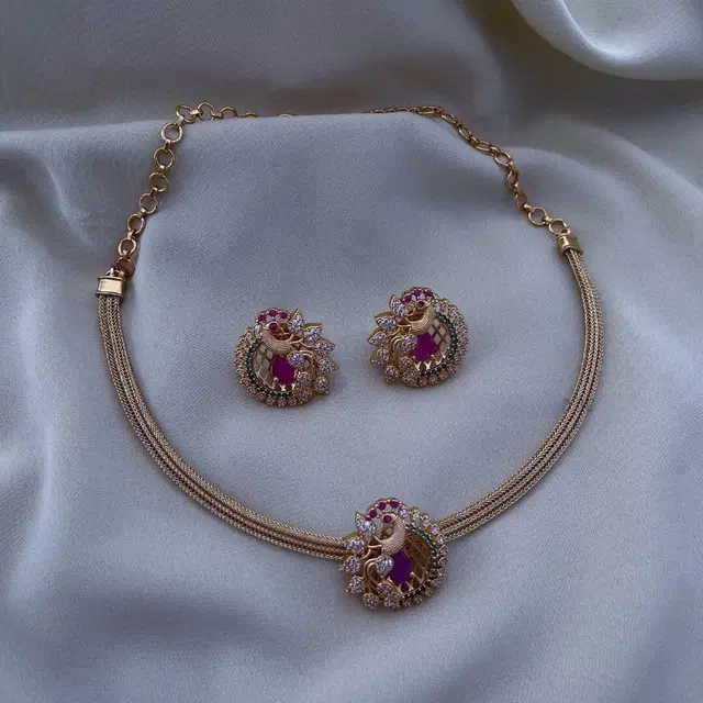Party Wear Jewellery Set for Women (Bronze, Free Size)