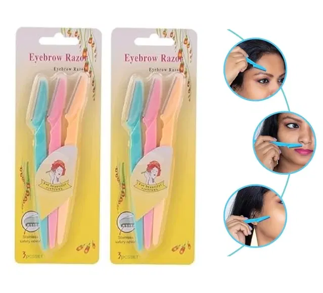 Plastic Face Razor for Women, Multicolor, Pack of 6