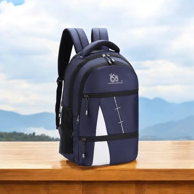 Polyester Water Resistant Backpack for Men & Women, Navy Blue, 30 L
