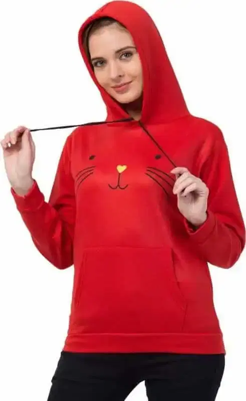 KRYPTAR Full Sleeve Printed Women TomCat Sweatshirt (Red, L) (KPTR3006)