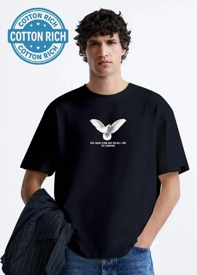 Round Neck Printed T-Shirt for Men, Black (XL)