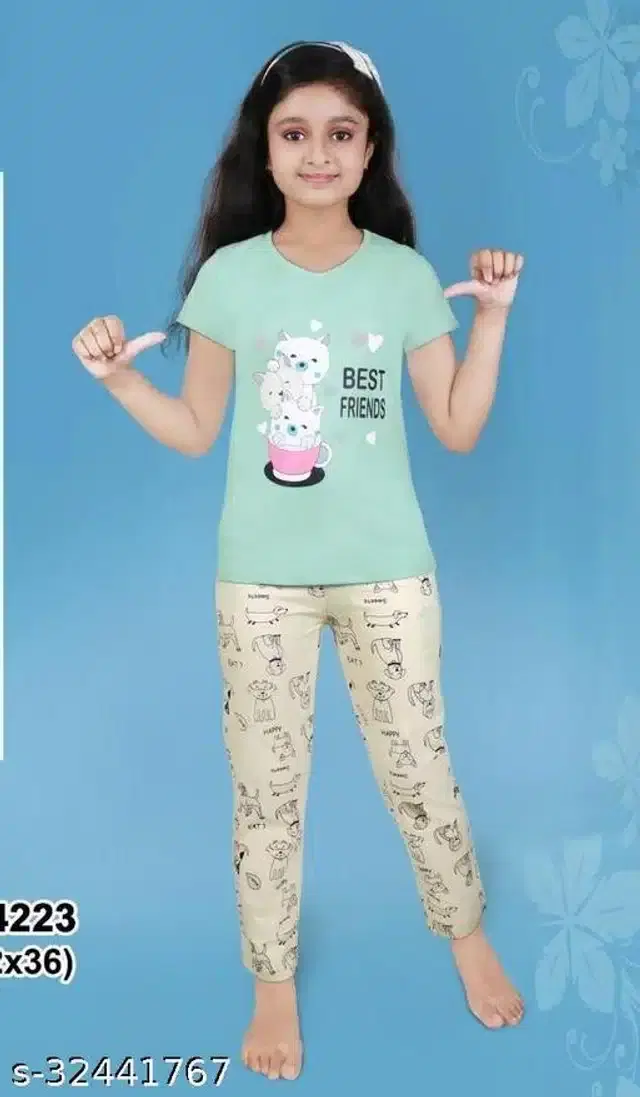 Nightsuit for Girls (Multicolor, 6-7 Years)