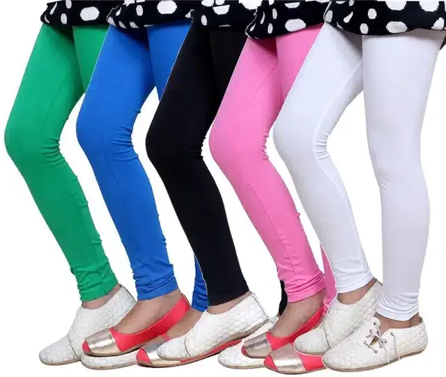 Soft & Comfortable Leggings for Girls, Pack of 5 (Multicolor, 2-3 Years)