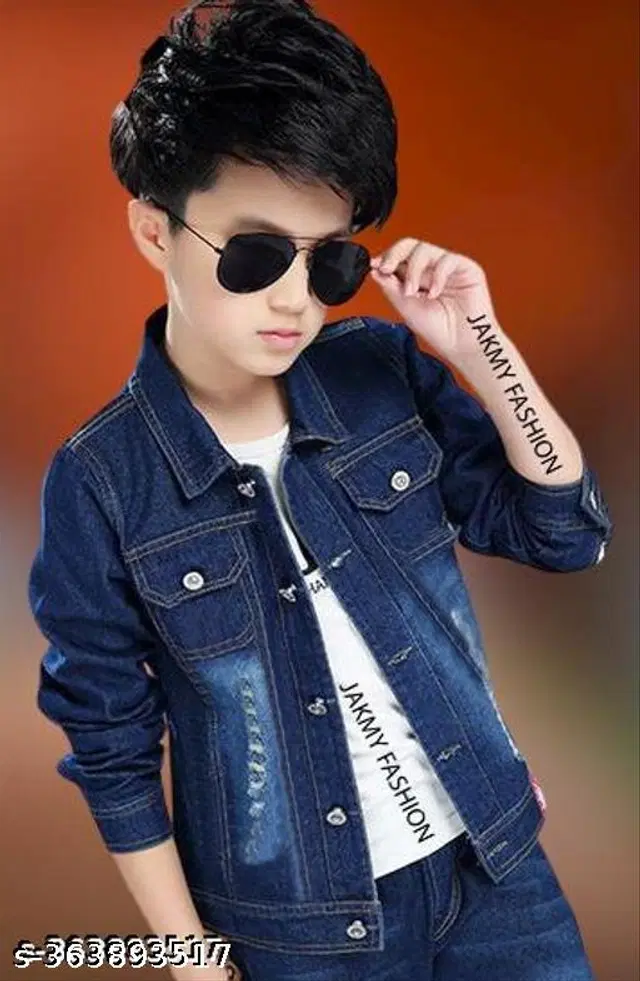 Denim Jacket for Boys (Blue, 9-10 Years)