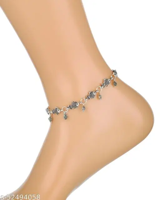 Festive Anklets for Women (Silver, Free Size)