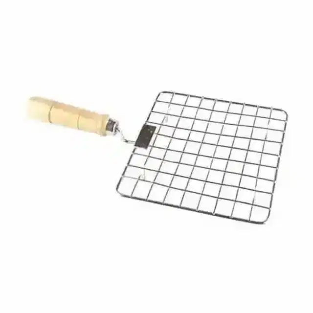 K Kudos Stainless Steel Square Papad Jali With Wooden Handle, Pack Of 1