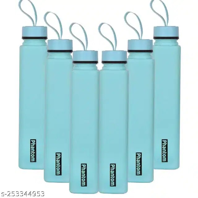 Plastic Water Bottles Set, Pack of 6, Blue, 1000 ml